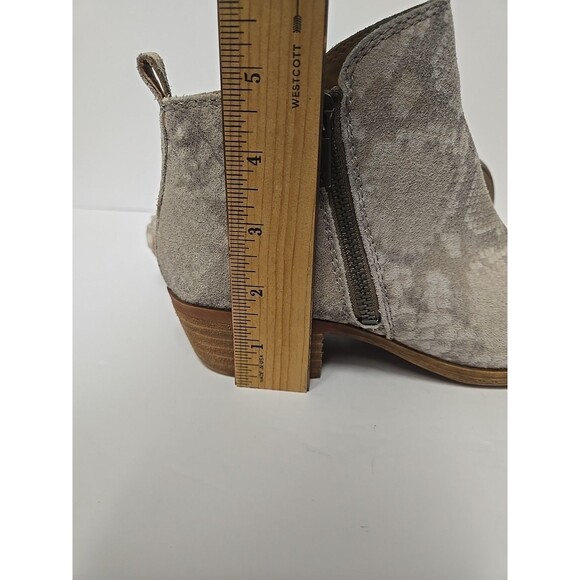 Lucky Brand Women's Grey Basel Leather Booties Gray Tan Green Snake Print 7M - Picture 11 of 11